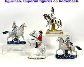 Lot 1018 4pcs Polychrome glazed porcelain figurines. Imperial figures on horseback. 