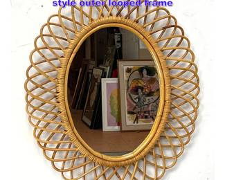 Lot 691 Oval Wicker rattan mirror with Albini style outer looped frame