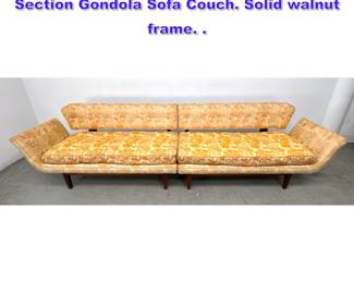 Lot 892 Edward wormley Dunbar style 2 Section Gondola Sofa Couch. Solid walnut frame. . 