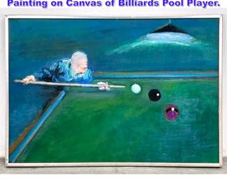 Lot 951 NORMAN RUBINGTON Impressionist Painting on Canvas of Billiards Pool Player. 