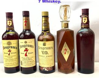 Lot 1180 5 Bottles Wiskey. Seagrams 7 Whiskey. 