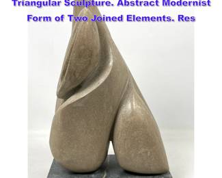Lot 758 DAVID BREEDEN Carved Stone Triangular Sculpture. Abstract Modernist Form of Two Joined Elements. Res
