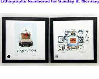 Lot 991 2pcs Fairchild Paris Louis Vuitton Lithographs Numbered for Sunday B. Morning 
