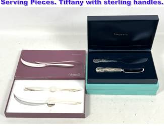 Lot 978 Boxed Christoffle and Tiffany Serving Pieces. Tiffany with sterling handles. 