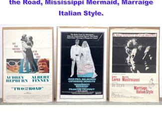 Lot 959 3pcs Vintage Movie Posters. Two for the Road, Mississippi Mermaid, Marraige Italian Style. 