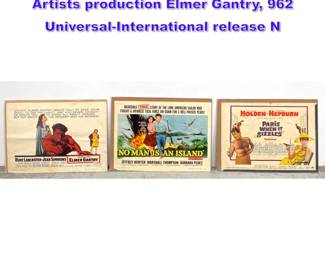 Lot 964 Vintage Movie Posters. United Artists production Elmer Gantry, 962 UniversalInternational release N