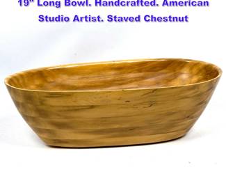 Lot 773 Peter Petrochko Chinese Chestnut 19 Long Bowl. Handcrafted. American Studio Artist. Staved Chestnut