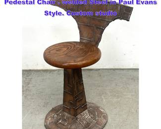 Lot 608 Ancil R Terry Brutalist Sculptural Pedestal Chair . welded Steel in Paul Evans Style. Custom studio 