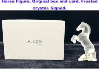 Lot 982 LALIQUE France Crystal Rearing Horse Figure. Original box and card. Frosted crystal. Signed. 