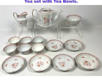 Lot 1017 15pcs Chinese Export Porcelain Tea set with Tea Bowls. 