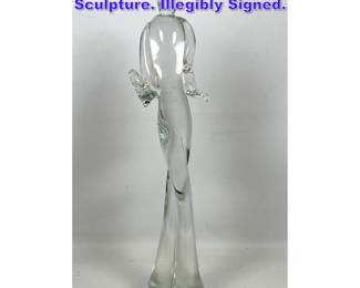 Lot 804 Elongated Clear Glass Figural Sculpture. Illegibly Signed. 