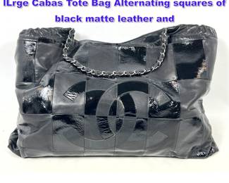 Lot 984 CHANEL Brooklyn Ligne Patchwork lLrge Cabas Tote Bag Alternating squares of black matte leather and 