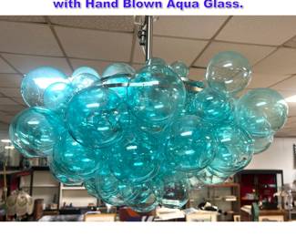 Lot 627 Regina Andrew Bubbles Chandelier with Hand Blown Aqua Glass. 