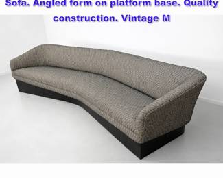 Lot 600 Adrian Pearsall Attributed Cloud Sofa. Angled form on platform base. Quality construction. Vintage M