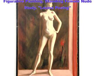 Lot 954 NORMAN RUBINGTON Modernist Figurative Painting. Standing Female Nude Study. Louise Posing