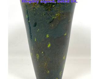 Lot 795 Signed Hand blown glass vase. Illegibly signed, dated 04.