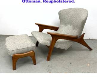 Lot 659 Adrian Pearsall Lounge Chair and Ottoman. Reupholstered. 
