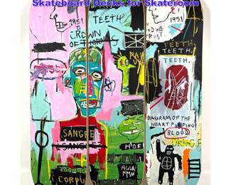Lot 818 3pc Set Basquiat In Italian Triptych Skateboard Decks for Skateroom