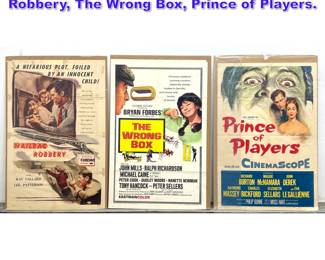 Lot 960 3pcs Vintage Movie Posters. Mailbag Robbery, The Wrong Box, Prince of Players.