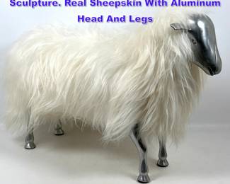 Lot 654 FrancoisXavier Lalanne style Sheep Sculpture. Real Sheepskin With Aluminum Head And Legs