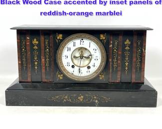 Lot 1074 Antique Seth Thomas mantel clock. Black Wood Case accented by inset panels of reddishorange marblei