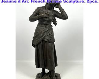 Lot 1061 Vintage Etienne Henri Dumaige Jeanne d Arc French Bronze Sculpture. 2pcs. 