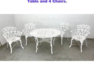 Lot 876 5pcs Painted Aluminum Garden Set. Table and 4 Chairs. 