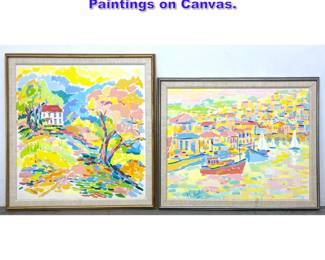Lot 918 2pcs Michaels Fauvist style Paintings on Canvas. 