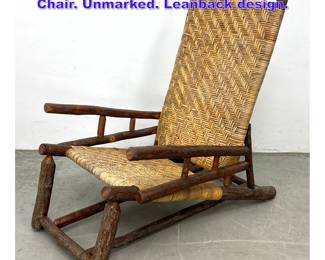 Lot 893 Historic Design Old Hickory Lounge Chair. Unmarked. Leanback design. 