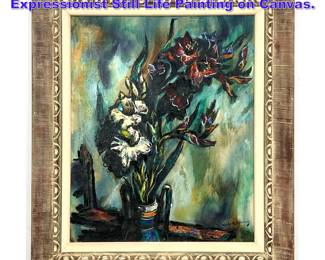Lot 911 Umberto Romano MidCentury Expressionist Still Life Painting on Canvas. 