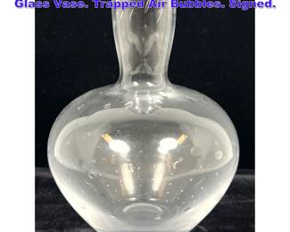 Lot 779 Cleto Munari vase. Clear Murano Glass Vase. Trapped Air Bubbles. Signed. 