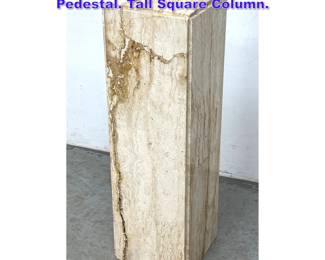 Lot 668 Travertine Marble Modernist Display Pedestal. Tall Square Column. 