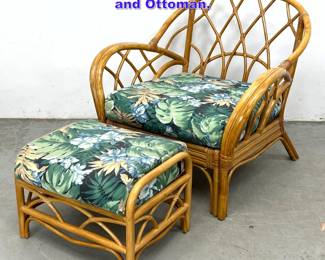 Lot 898 Rattan and Bamboo Lounge Chair and Ottoman. 