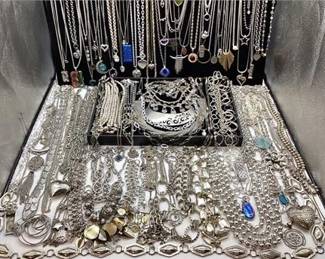 43R Stunning Silver tone Necklaces Some Vintage Signed Silver