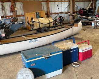 Canoe, coolers