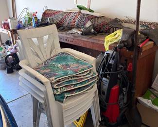 Patio chairs and garage items