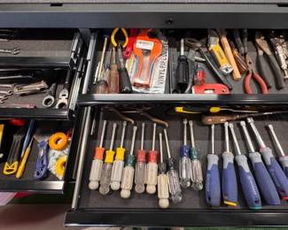 Multiple drawer lot of hand tools