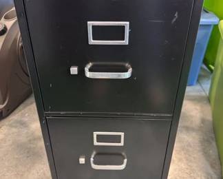 Two drawer metal file cabinet