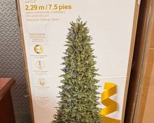 7.5 foot slim Aspen Fir with warm white or multi changing lights