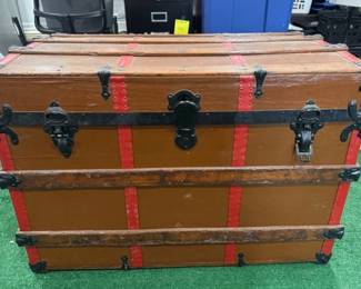 Vintage flat top steamer trunk