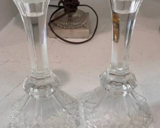 Pair of glass candlesticks