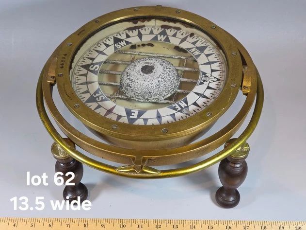 Vintage brass marine compass, early 1900s E. S. Ritchie & Sons, Boston