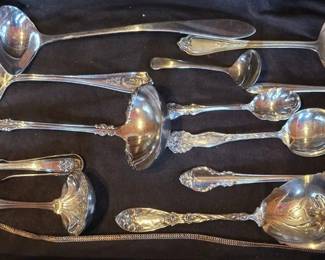 Drawer lot of silverplate serving utensils