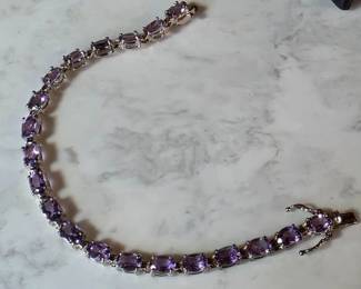 Sterling silver amethyst stone tennis bracelet