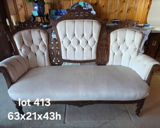 Victorian Eastlake settee, single matching chair also available