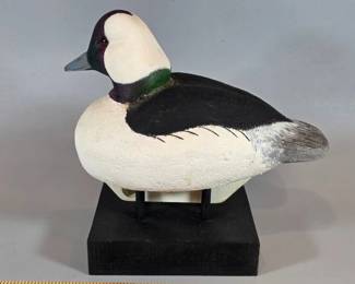 Signed decorative decoy on stand
