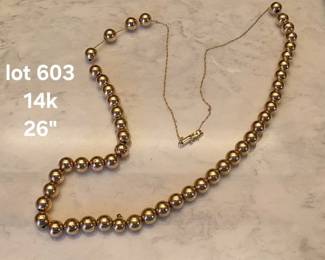 14K gold beaded necklace