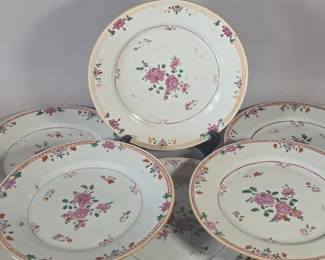 Antique Chinese porcelain dishes, specifically from the 18th-century Qianlong period