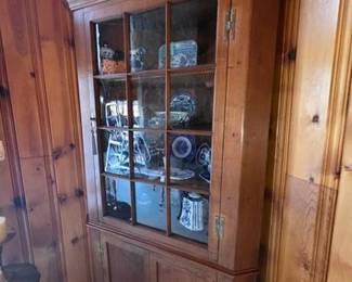 Antique corner cabinet with all original glass