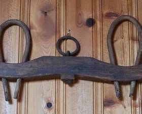 Antique wood yoke used as decor